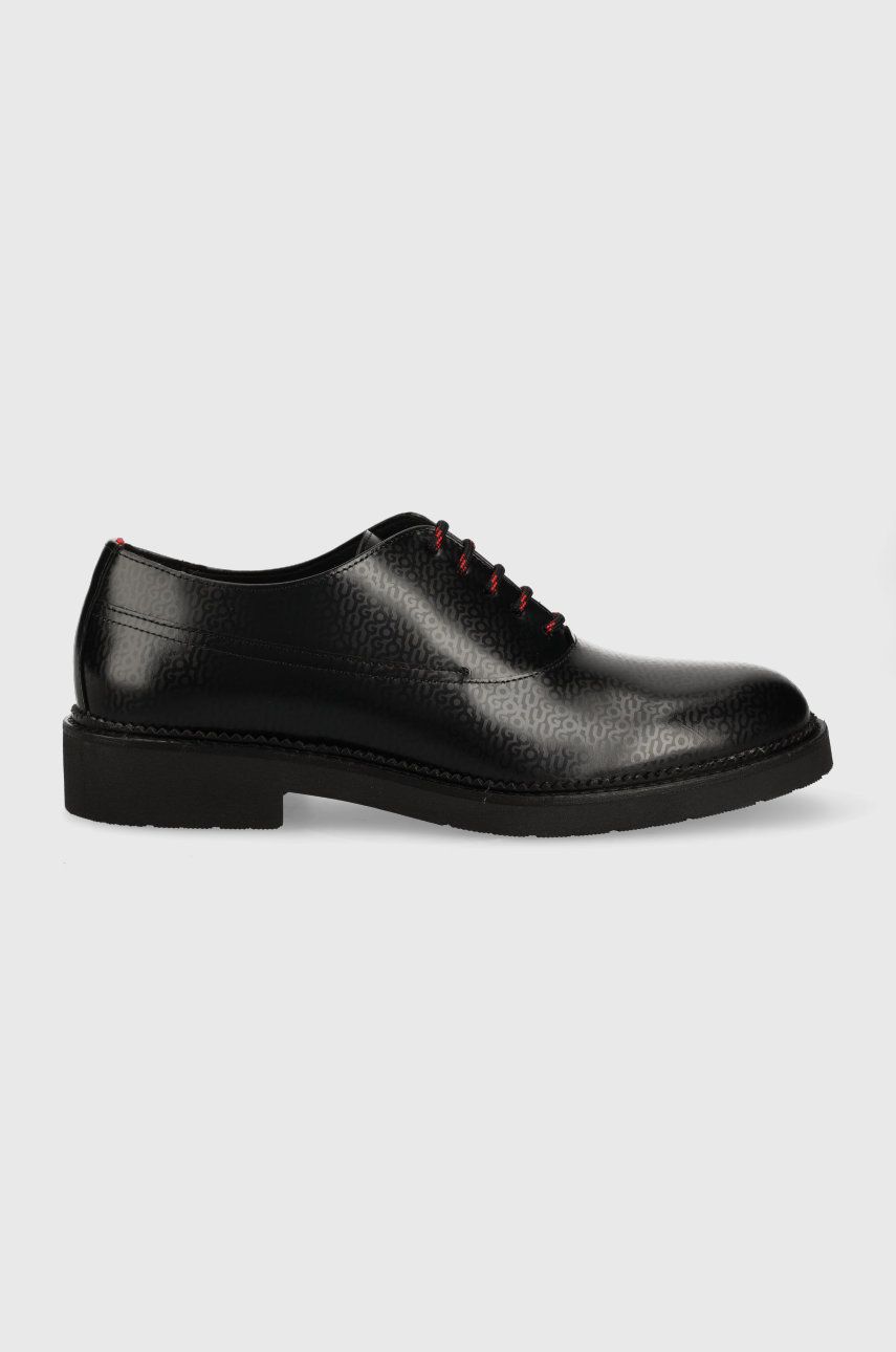 HUGO pantofi de piele Luxityl Oxfr barbati, culoarea negru answear.ro imagine noua 2022