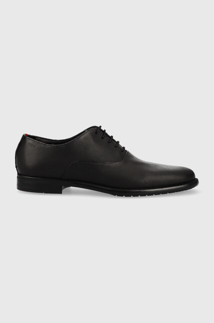 Hugo pantofi de piele kyron oxfr barbati, culoarea negru