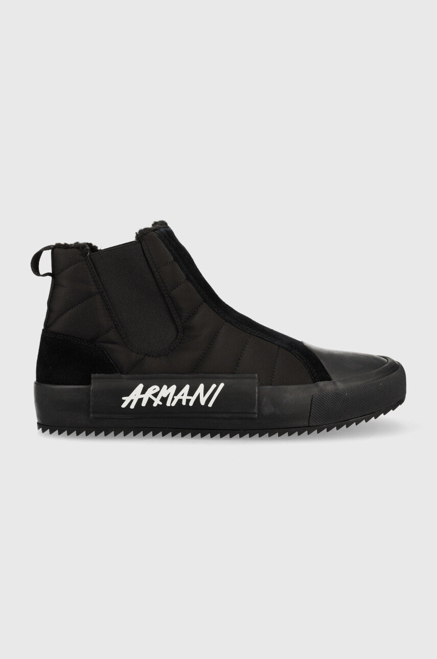 

Ниски кецове Armani Exchange в черно, Черен