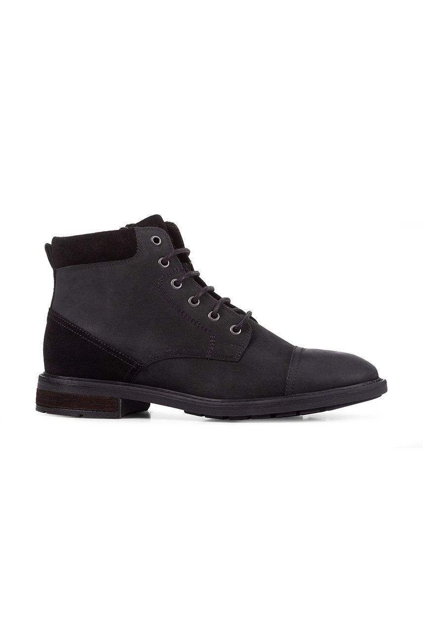 Geox pantofi inalti de piele Viggiano barbati, culoarea negru answear.ro