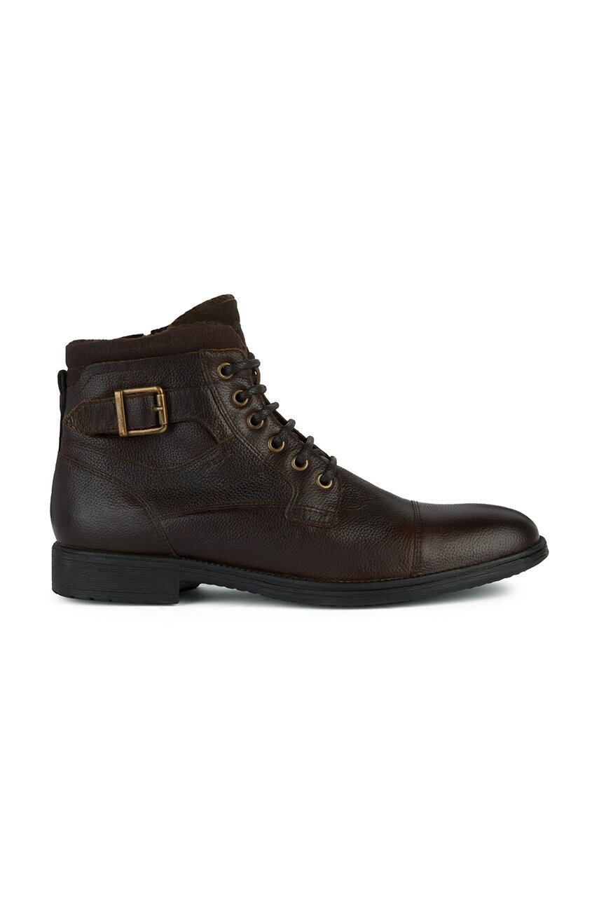 Geox pantofi inalti de piele jaylon barbati, culoarea maro