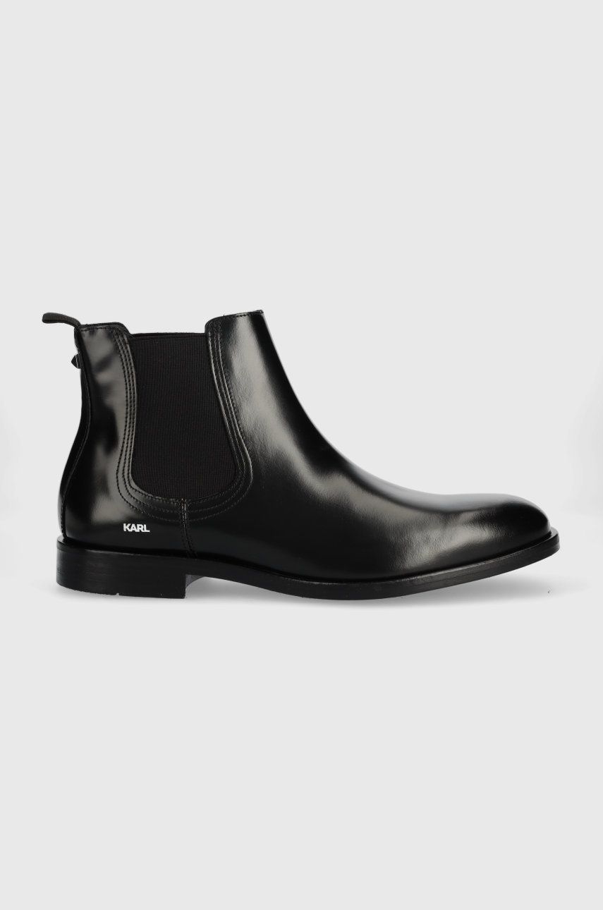 Kožené kotníkové boty Karl Lagerfeld Urano IV pánské, černá barva