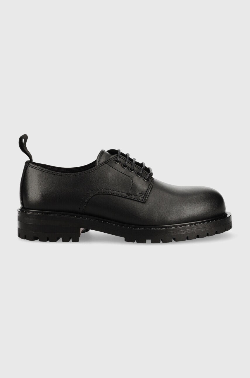Hugo pantofi de piele newron barbati, culoarea negru