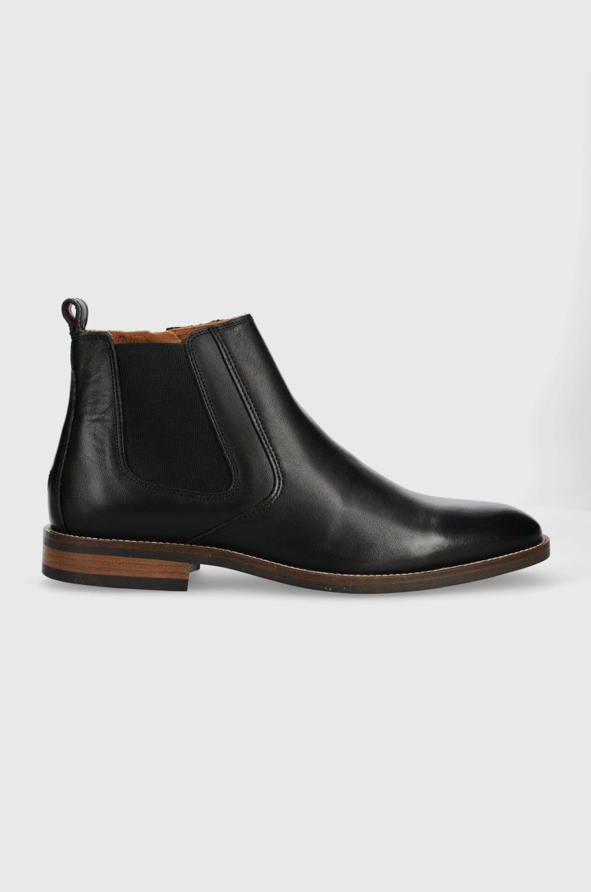 E-shop Kožené kotníkové boty Tommy Hilfiger pánské, černá barva