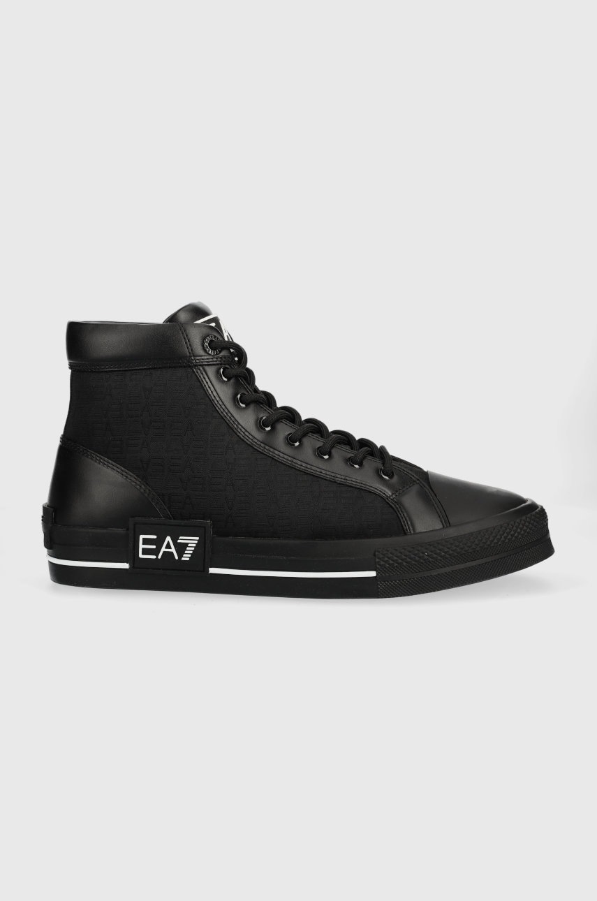 

Високи кецове EA7 Emporio Armani Jv Allover в черно, Черен