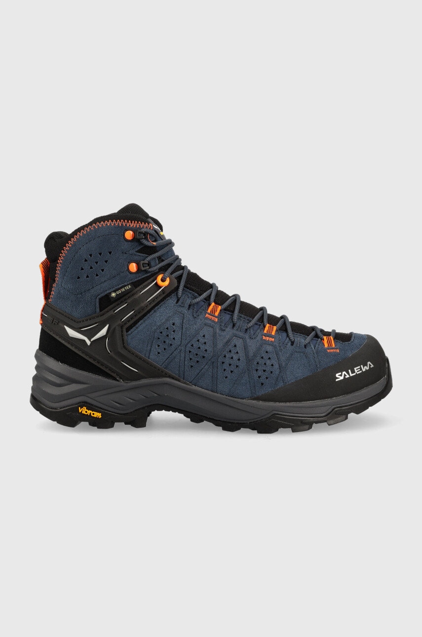 Salewa pantofi Alp Trainer 2 Mid GTX barbati, culoarea albastru marin, izolat Salewa pantofi Alp Trainer 2 Mid GTX barbati, culoarea albastru marin, izolat