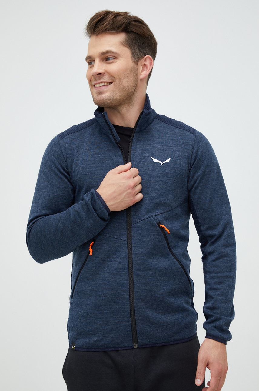 

Спортен суичър Salewa Piana Alpinewool в сиво с десен, Тъмносин