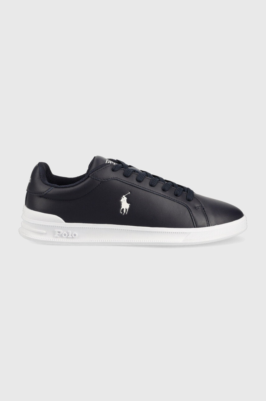 Kožené sneakers boty Polo Ralph Lauren Hrt Ct Ii tmavomodrá barva - námořnická modř -  Svršek: 