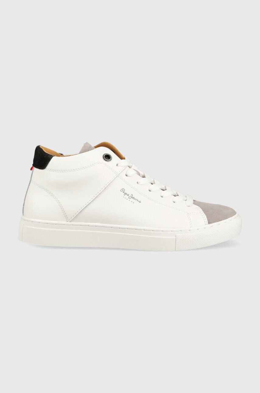 Pepe jeans sneakers din piele joe cup half boot culoarea alb