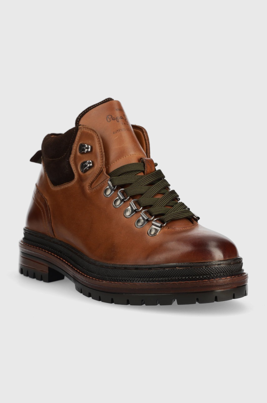

Кожаные зимние ботинки Pepe Jeans Martin Mountain Warm мужские цвет коричневый