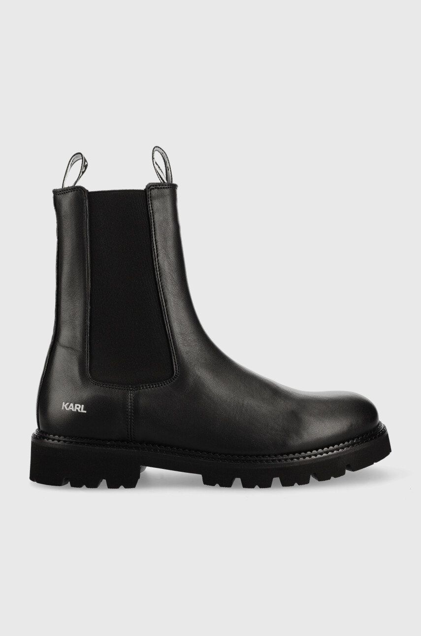 Kožené kotníkové boty Karl Lagerfeld Troupe Mens pánské, černá barva - černá -  Svršek: Přírodn
