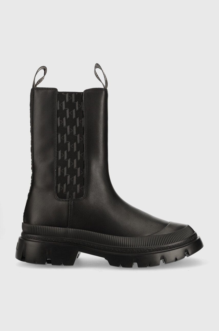 Levně Kožené kotníkové boty Karl Lagerfeld Trekka Mens pánské, černá barva