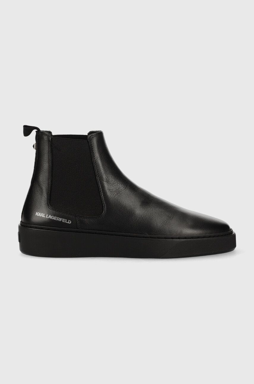 Kožené kotníkové boty Karl Lagerfeld Flint pánské, černá barva