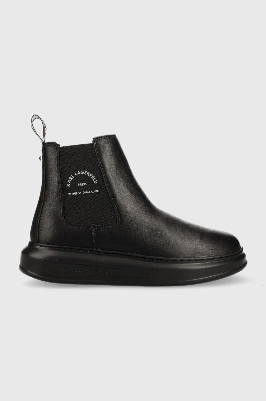 Levně Kožené kotníkové boty Karl Lagerfeld KAPRI MENS pánské, černá barva