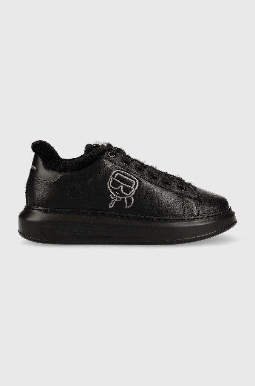

Кожени маратонки Karl Lagerfeld Kapri Mens в черно, Черен