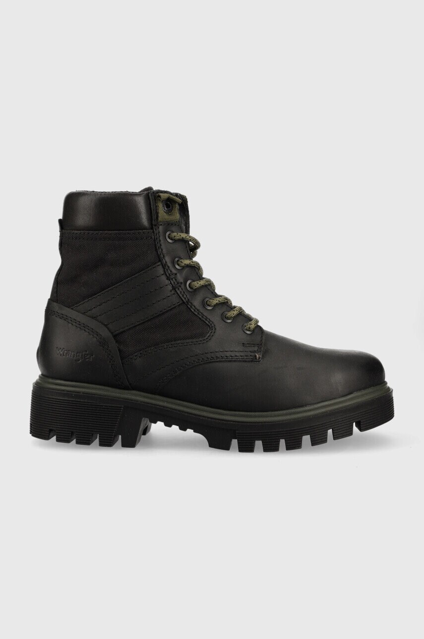 Wrangler bocanci de piele seattle cop barbati, culoarea negru