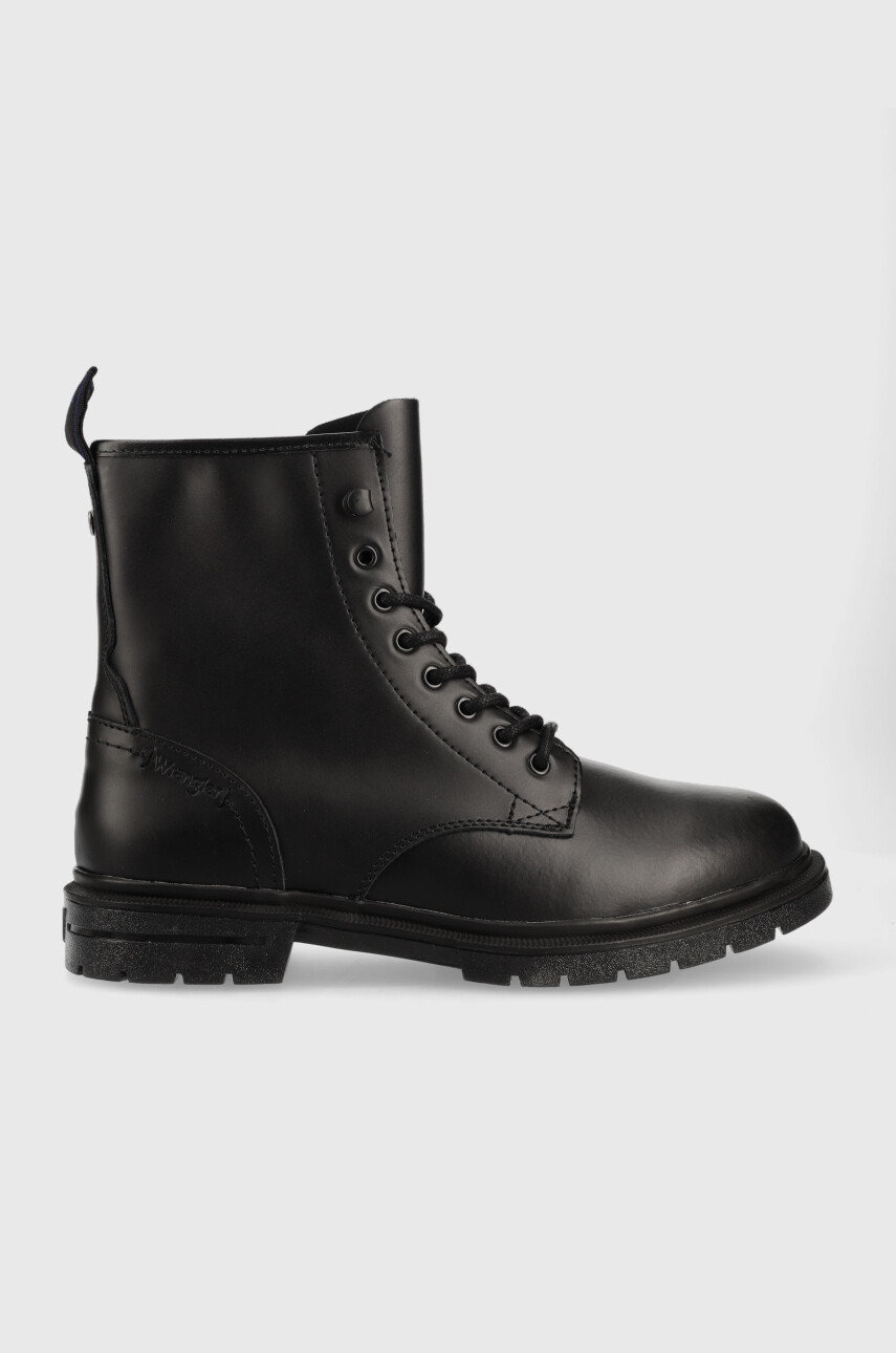 Wrangler bocanci de piele spike mid barbati, culoarea negru