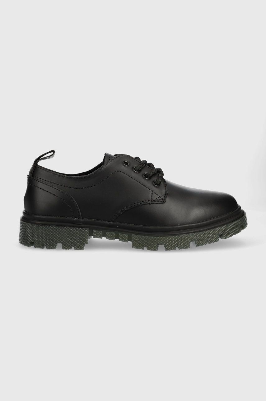 Wrangler pantofi de piele Madison Derby barbati, culoarea negru answear.ro