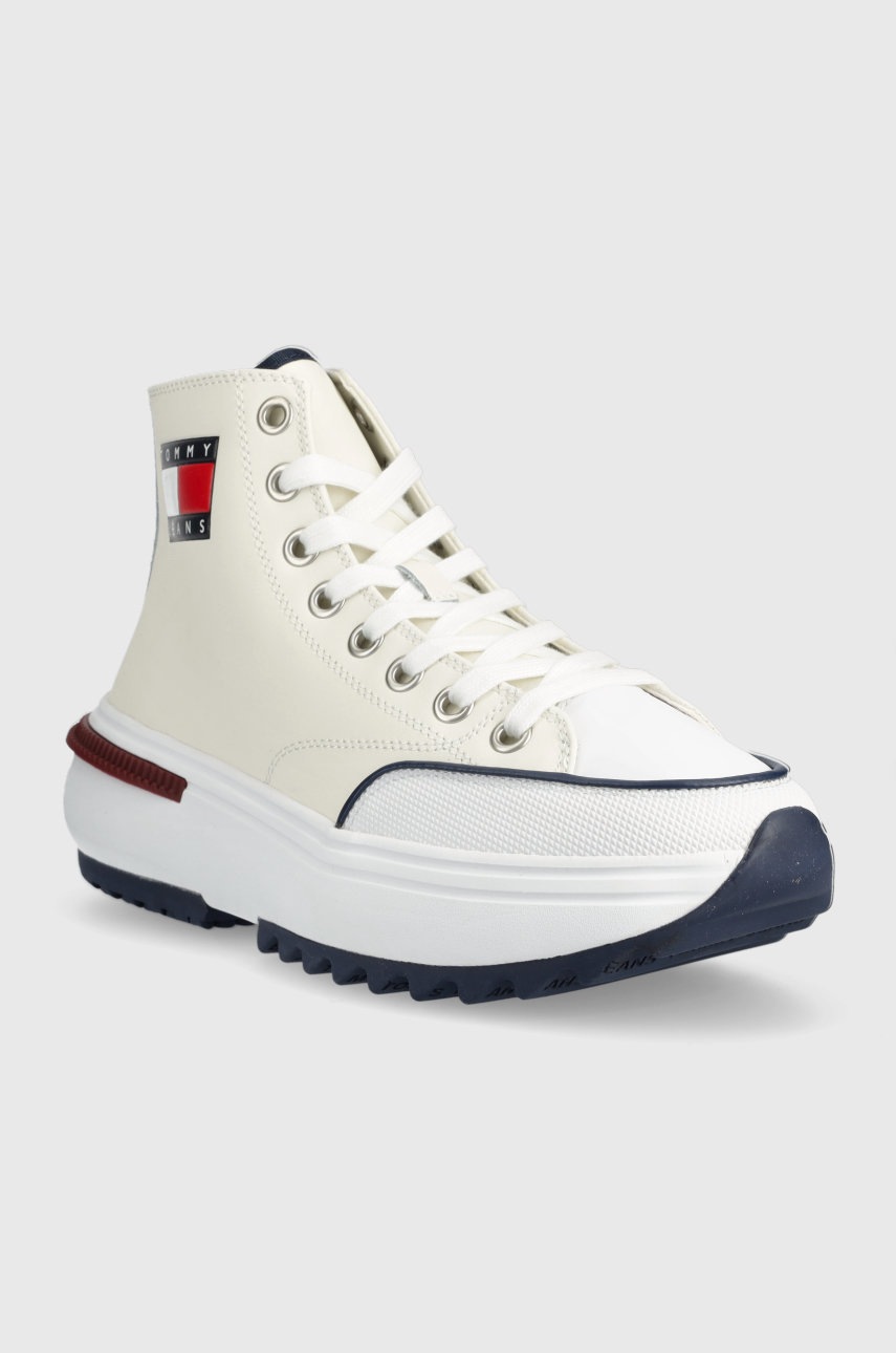 

Шкіряні кеди Tommy Jeans колір бежевий