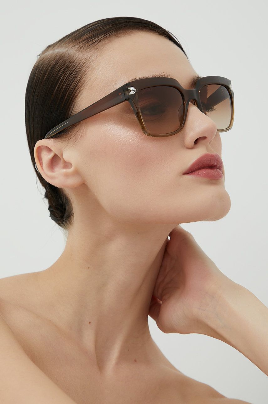 Swarovski ochelari de soare femei, culoarea maro Accesorii