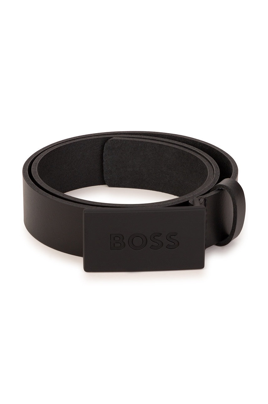 

Дитячий шкіряний ремінь BOSS колір чорний