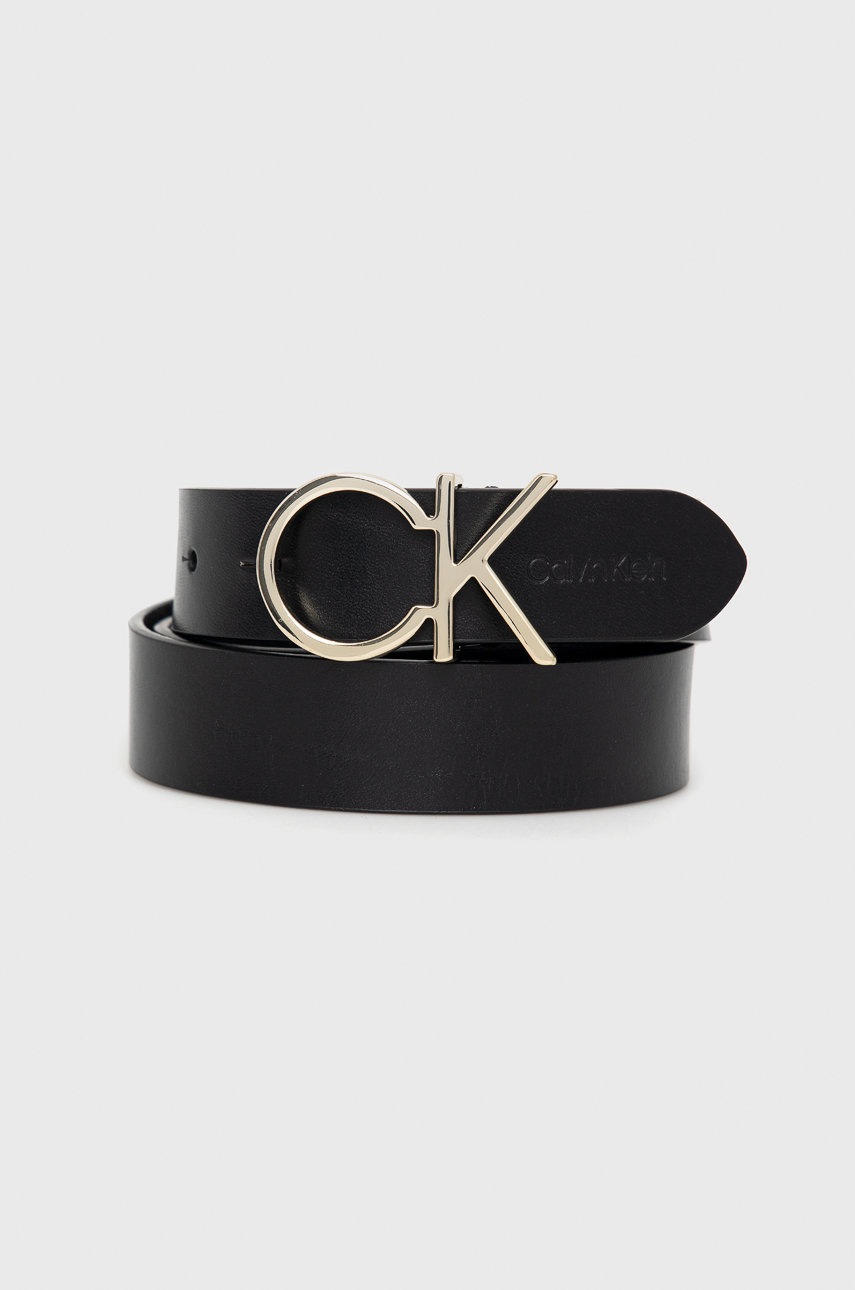 

Кожен колан Calvin Klein дамски в черно, Черен