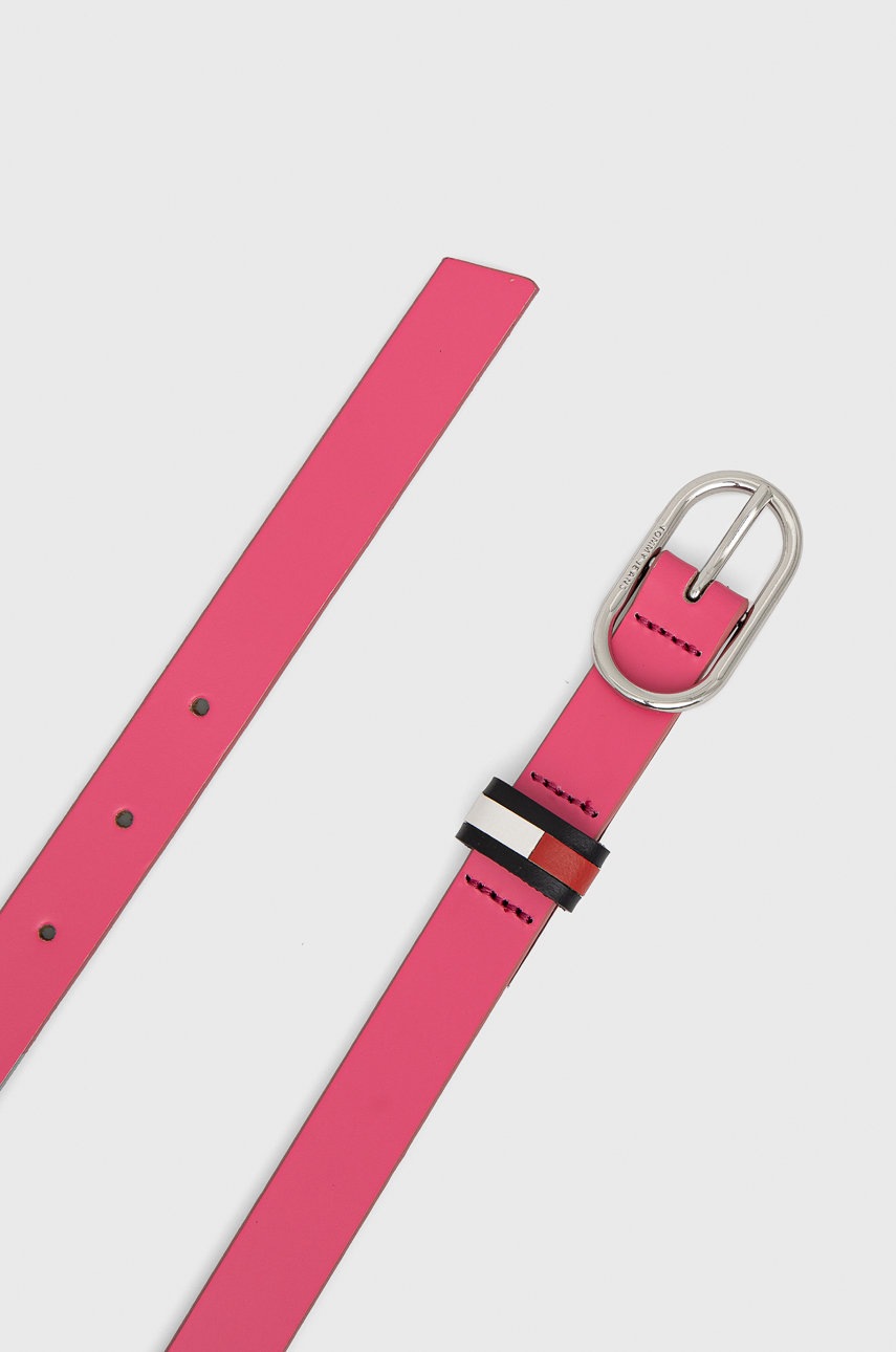 

Шкіряний ремінь Tommy Jeans Oval 2.0 Belt жіночий колір рожевий