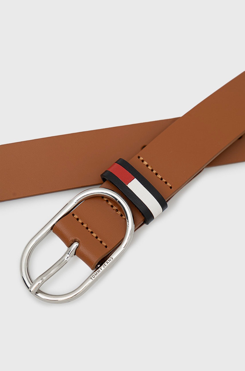 

Шкіряний ремінь Tommy Jeans Oval 3.0 Belt жіночий колір коричневий