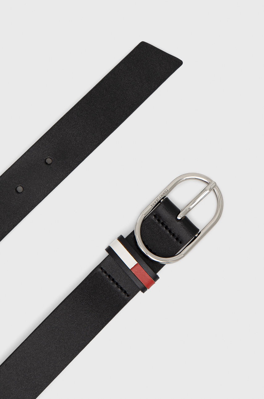 

Кожаный ремень Tommy Jeans Oval 3.0 Belt женский цвет чёрный