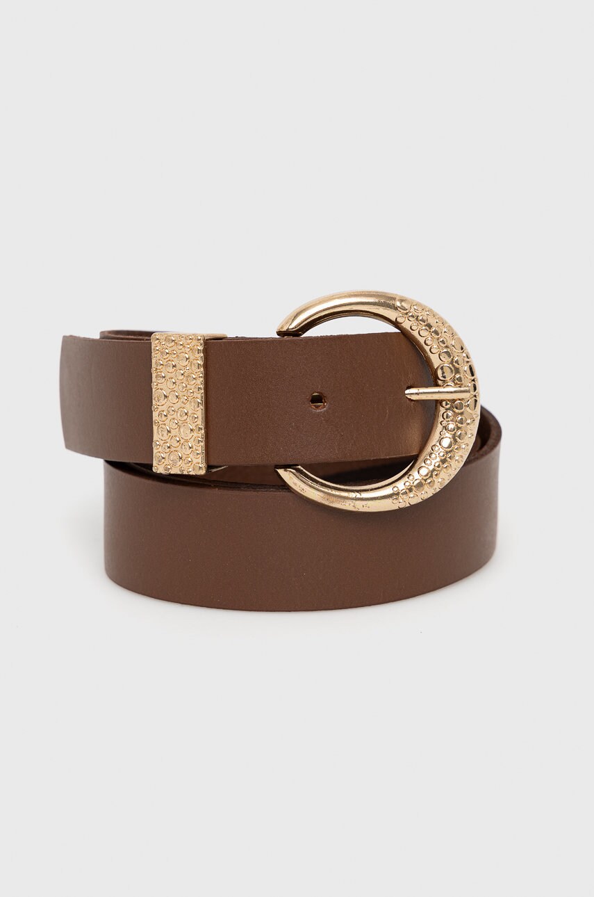 Only curea de piele femei, culoarea maro