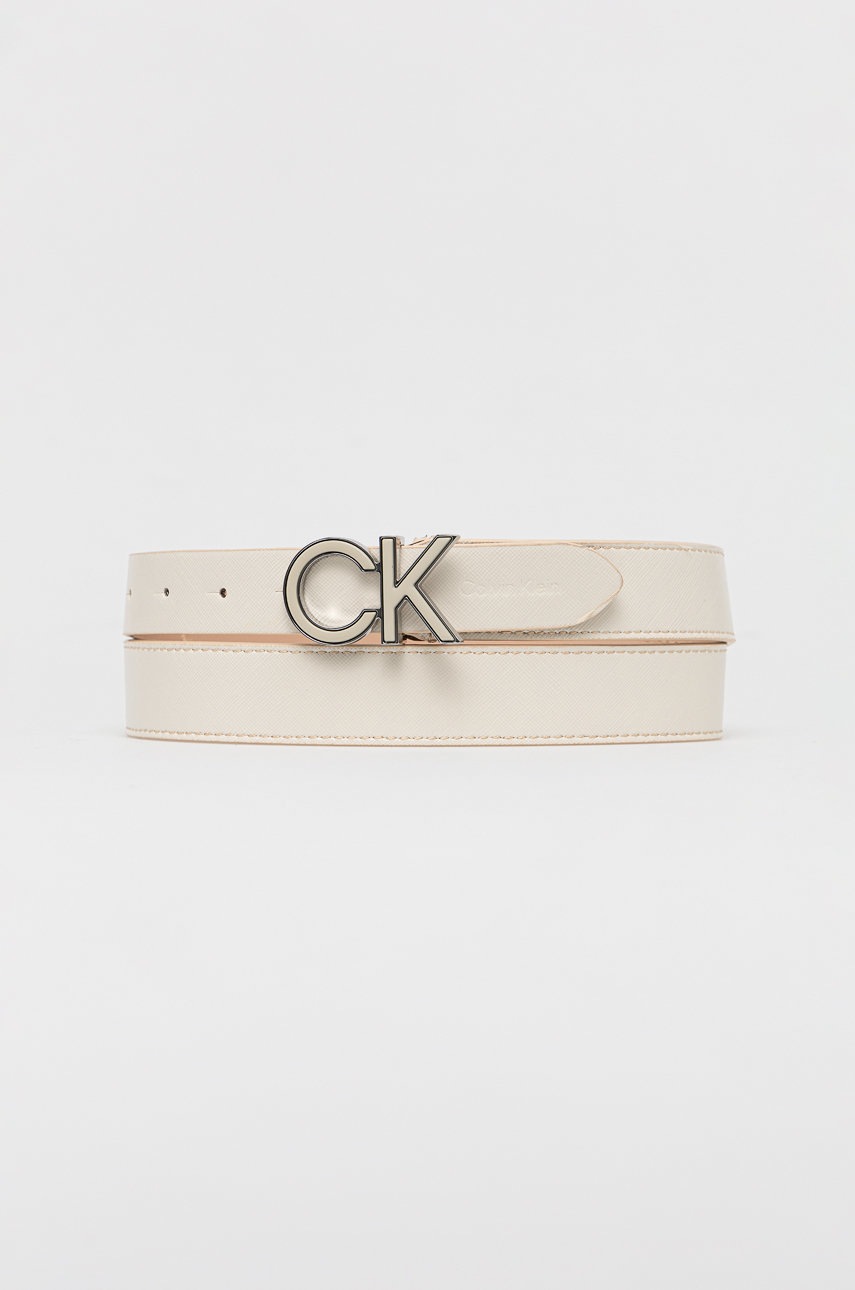 

Кожен колан Calvin Klein дамски в бежово, Бежов