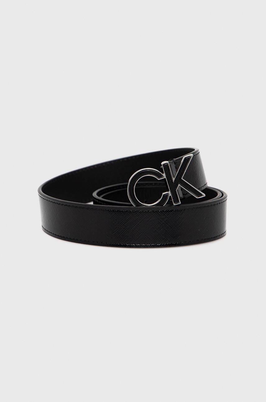 

Кожен колан Calvin Klein дамски в черно, Черен