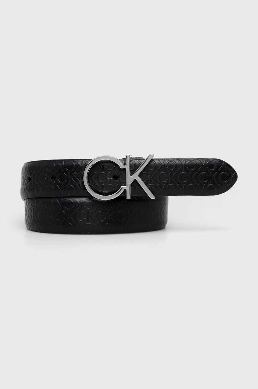

Кожен колан Calvin Klein дамски в черно, Черен