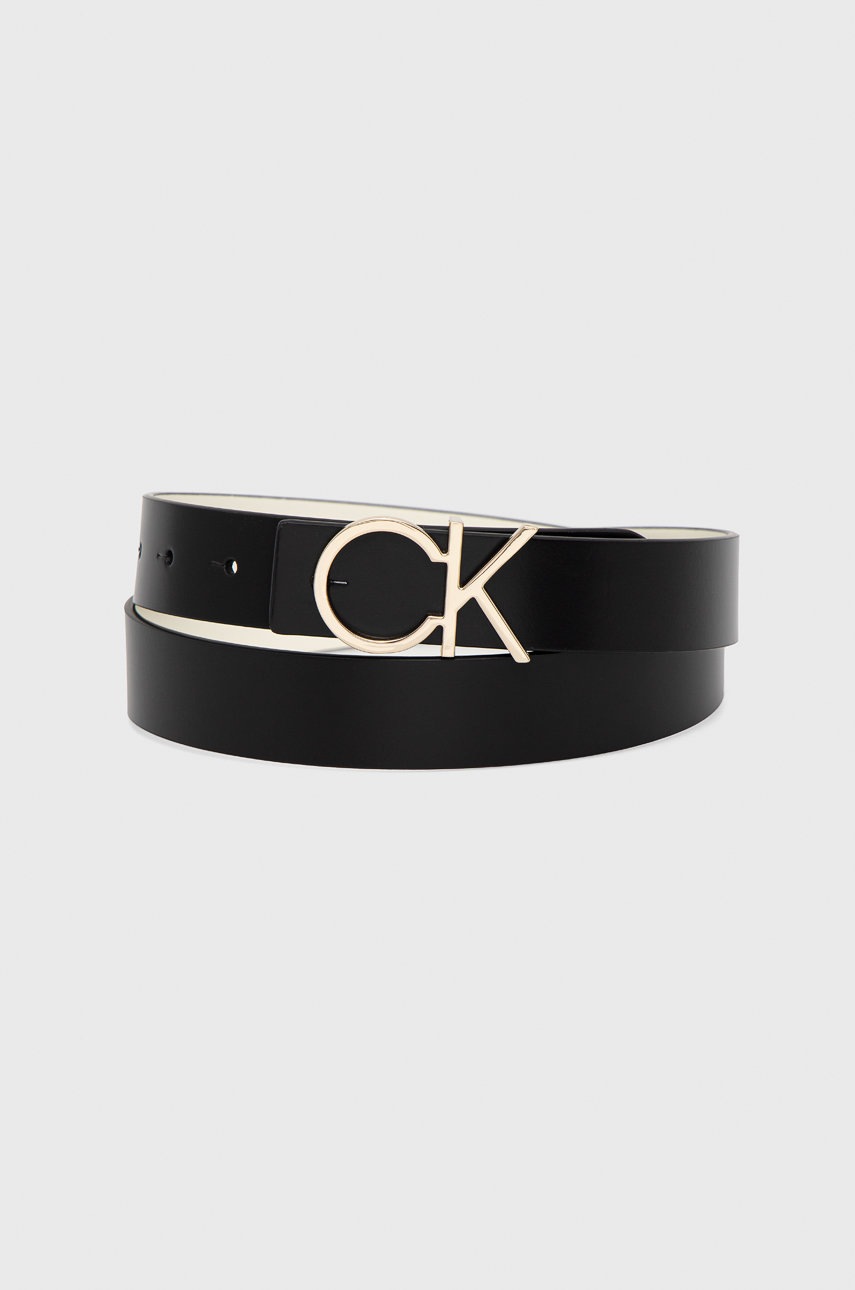 

Кожен колан с две лица Calvin Klein дамски в черно, Черен