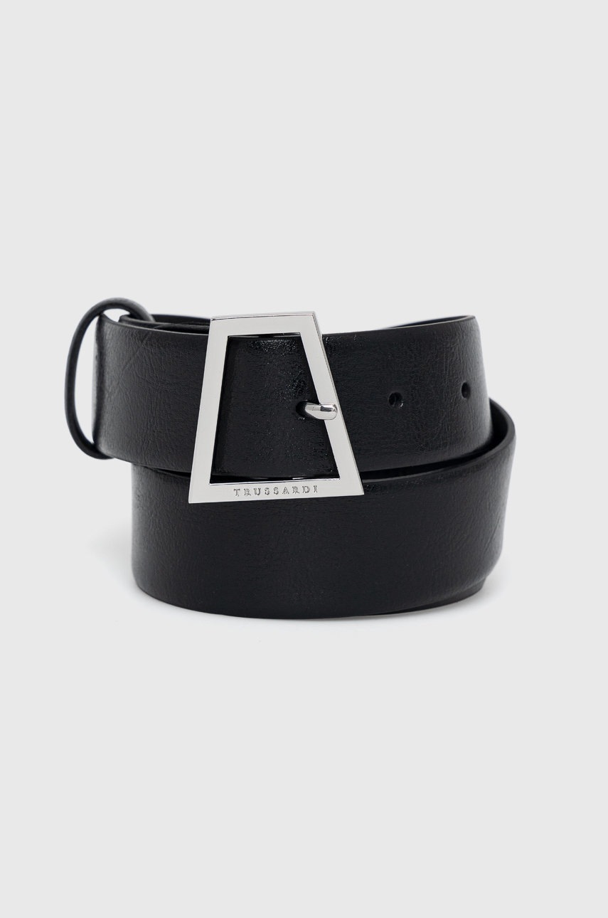 Trussardi curea de piele femei, culoarea negru
