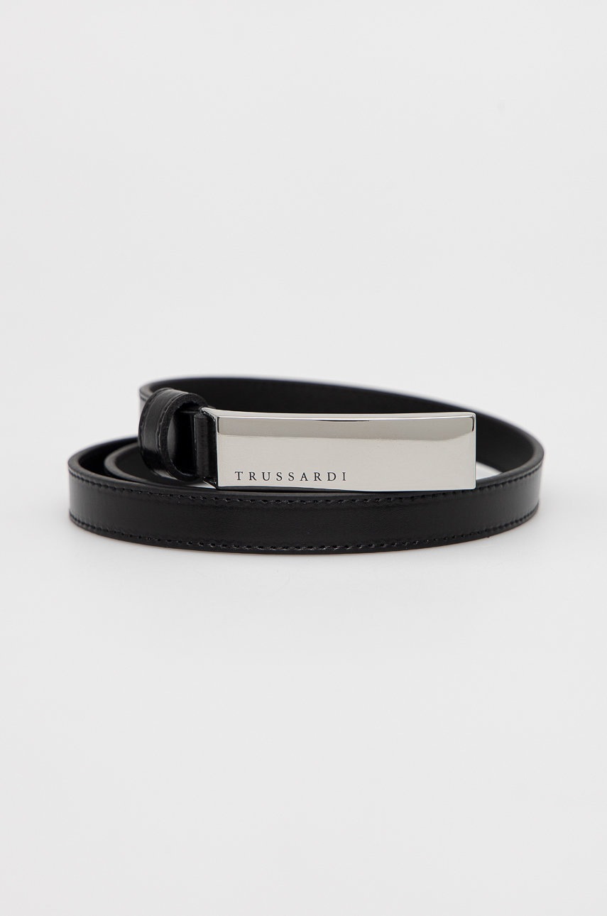 Trussardi curea de piele femei, culoarea negru