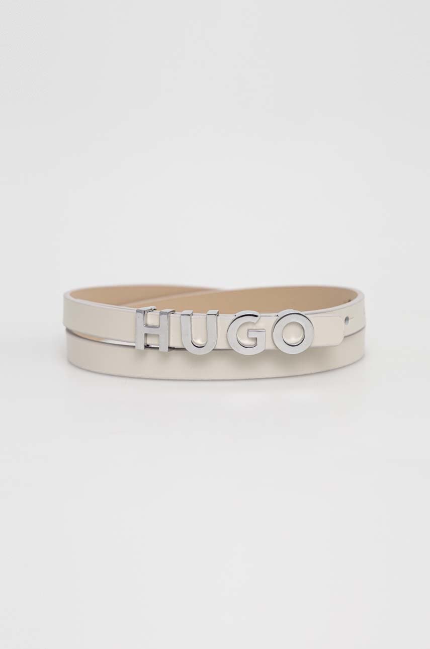 Hugo curea de piele femei, culoarea bej