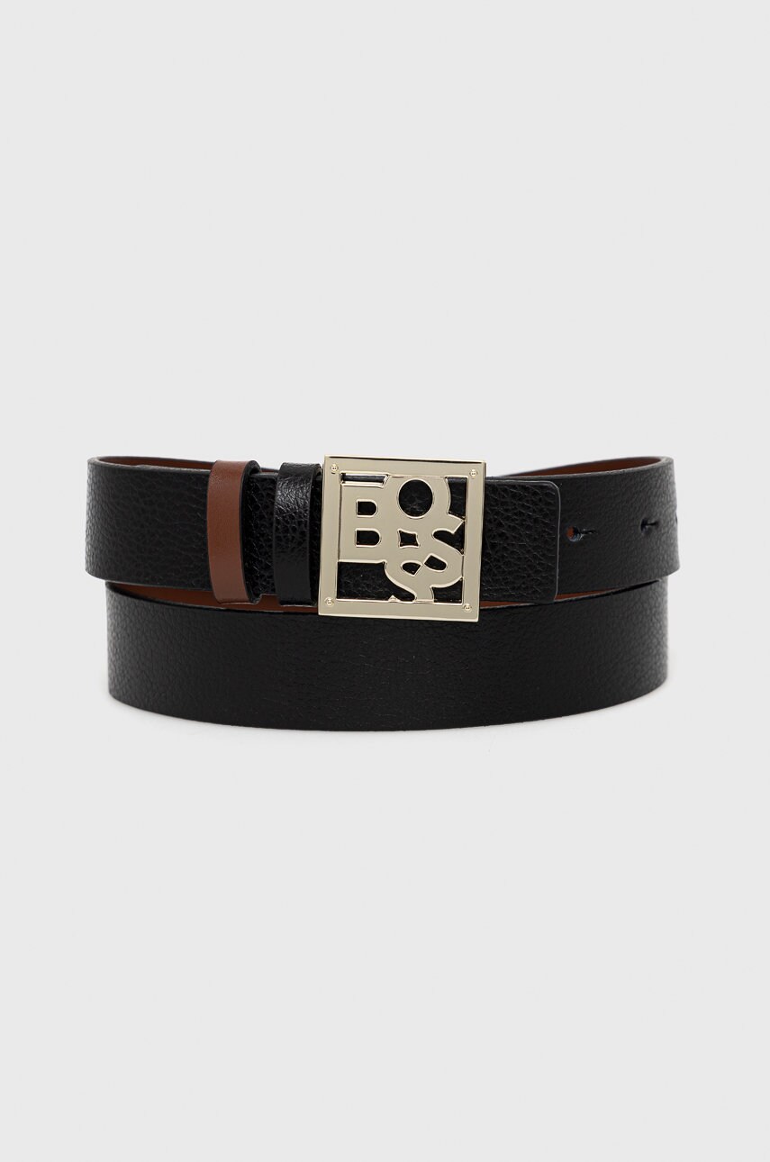 Boss curea de piele cu doua fete femei, culoarea negru