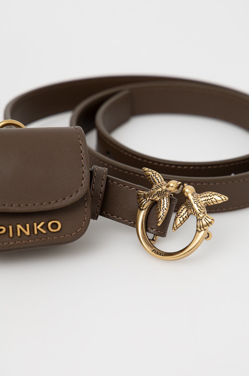 

Кожаный ремень Pinko женский цвет коричневый