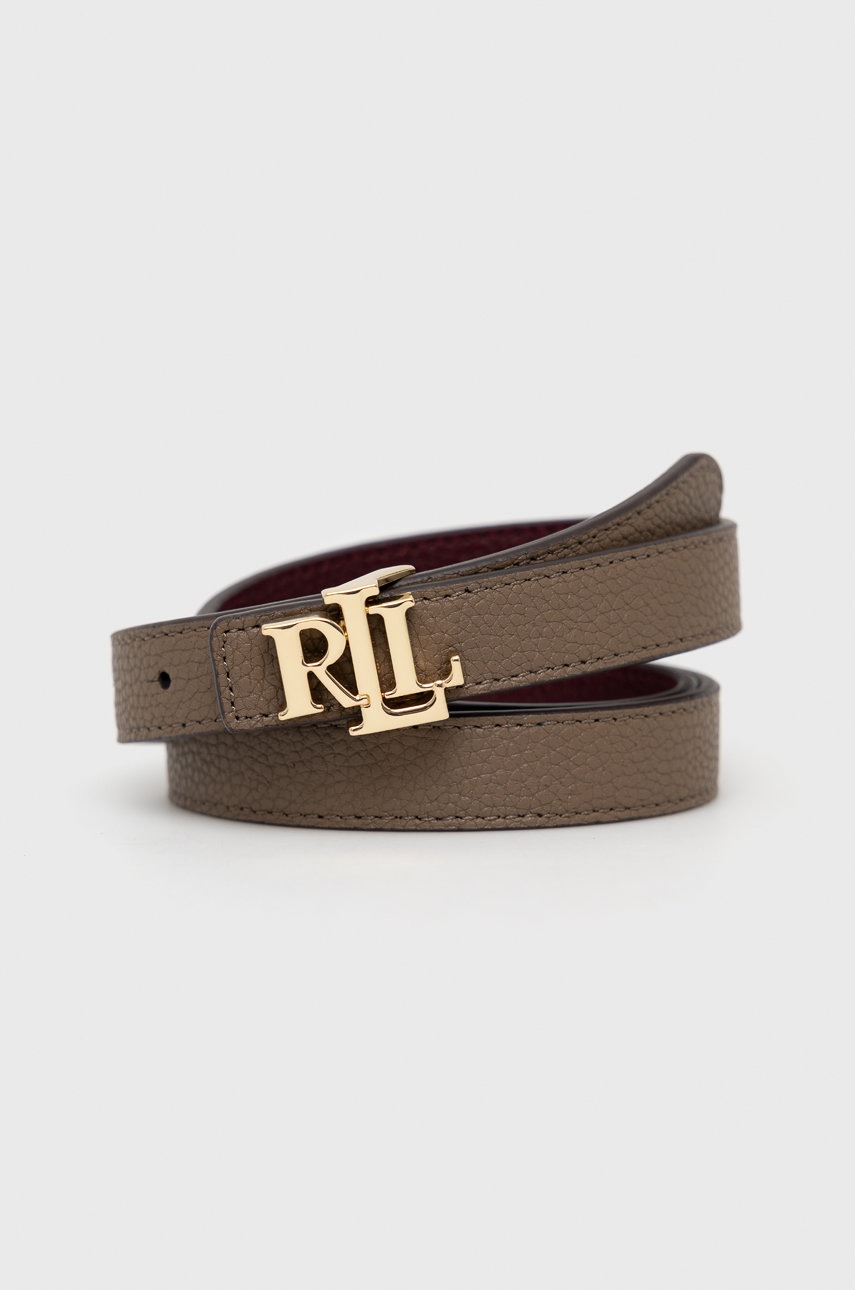 

Двосторонній шкіряний ремінь Lauren Ralph Lauren жіночий колір фіолетовий