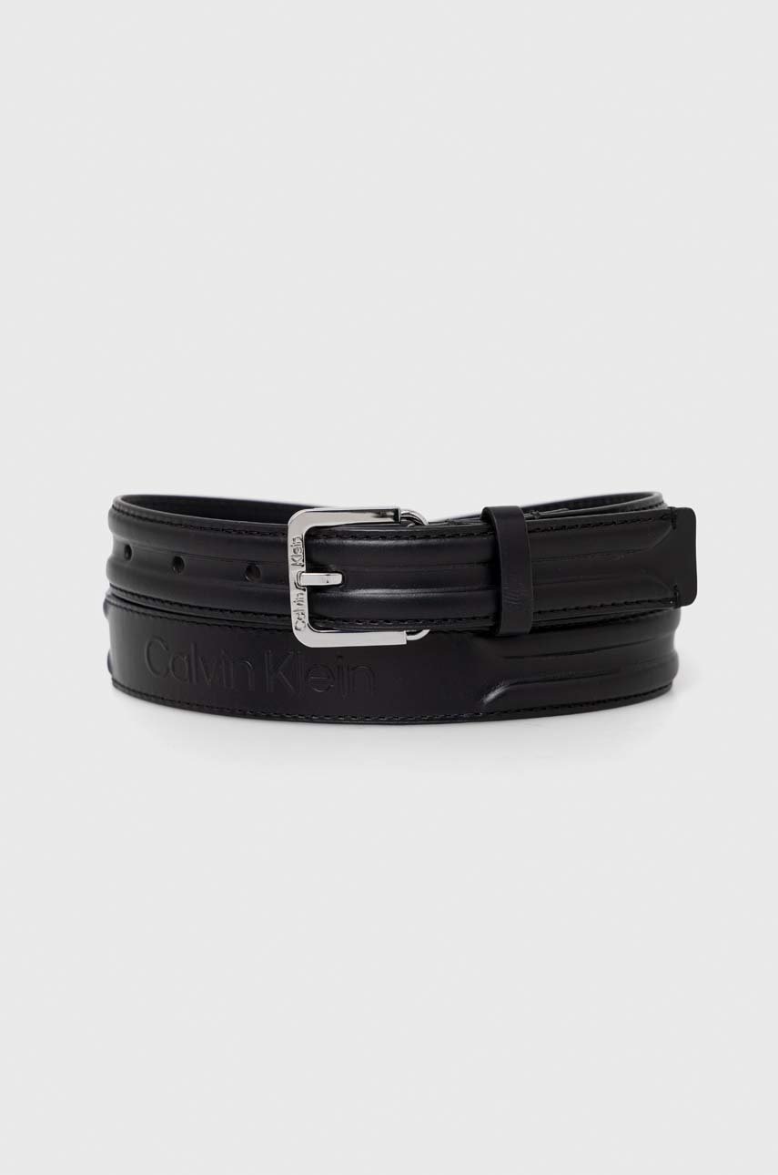 

Кожен колан Calvin Klein дамски в черно, Черен