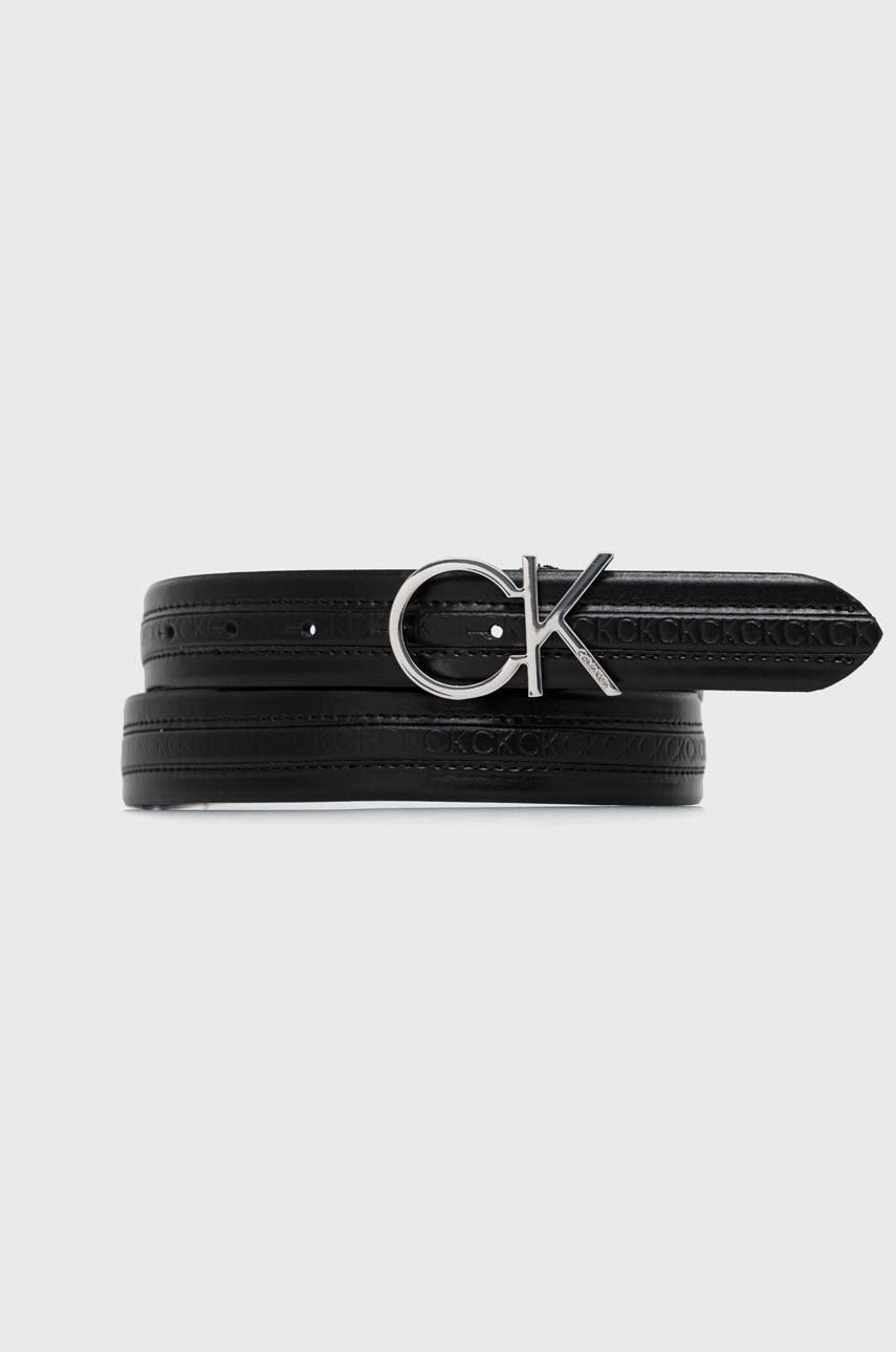 

Кожен колан Calvin Klein дамски в черно, Черен