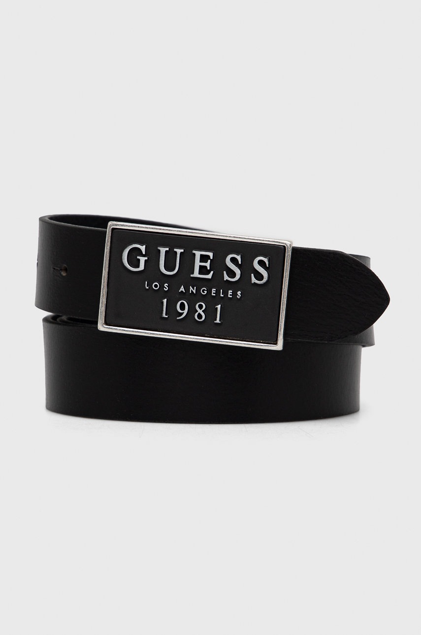 

Кожен колан Guess мъжки в черно, Черен