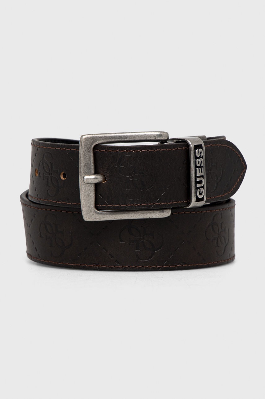 

Кожен колан с две лица Guess мъжки в кафяво, Кафяв