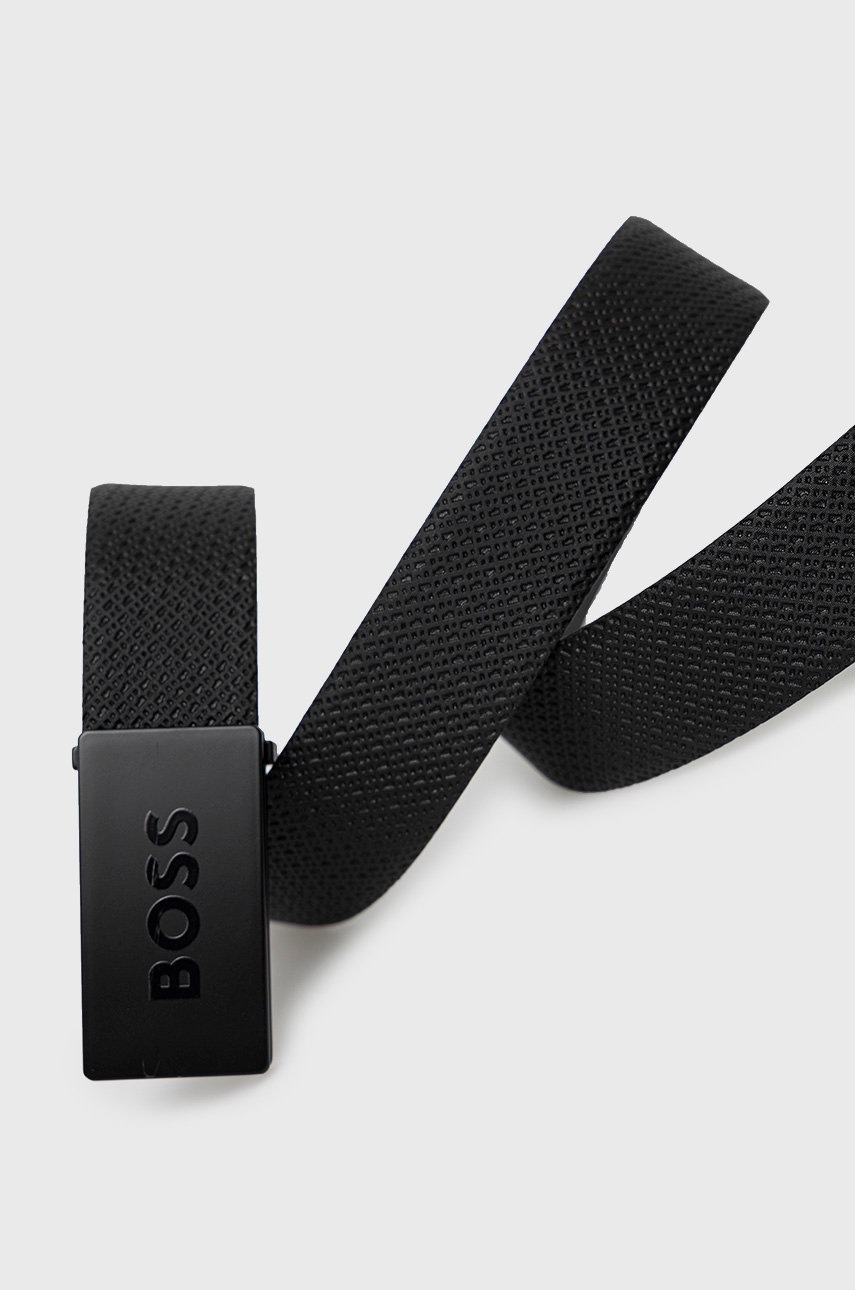 

Кожаный ремень BOSS мужской цвет чёрный