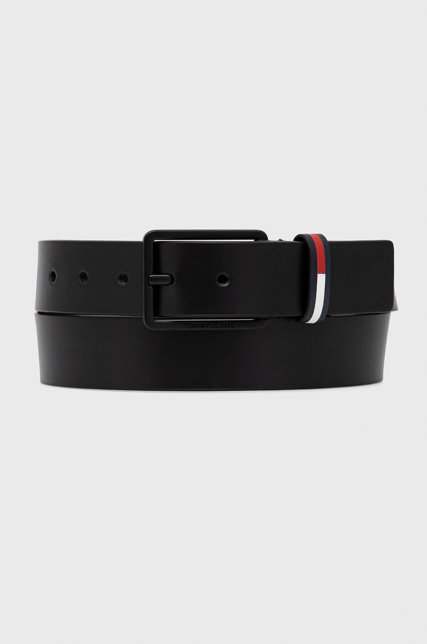 Tommy jeans curea de piele elevated leather 3.5 barbati, culoarea negru