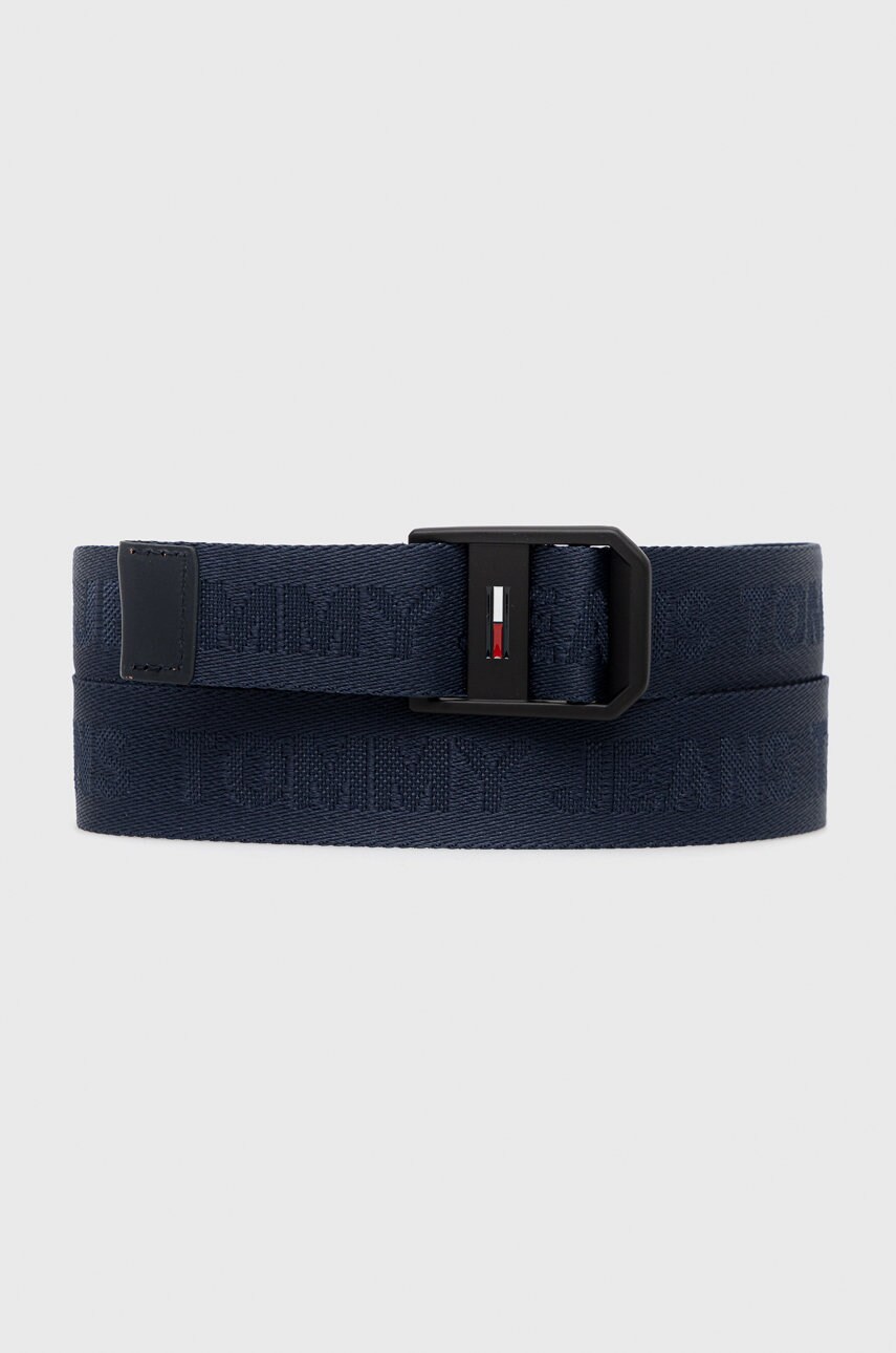 Tommy jeans curea elevated webbing 3.5 barbati, culoarea albastru marin