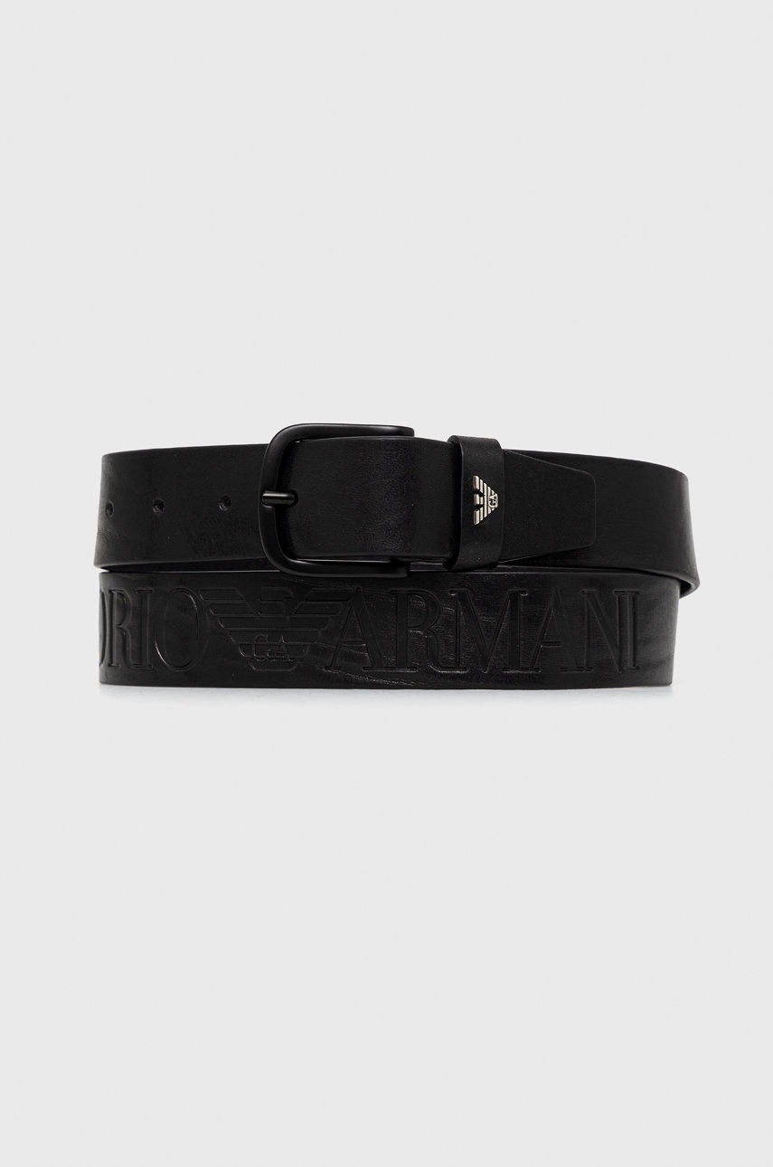 

Кожен колан Emporio Armani мъжки в черно, Черен