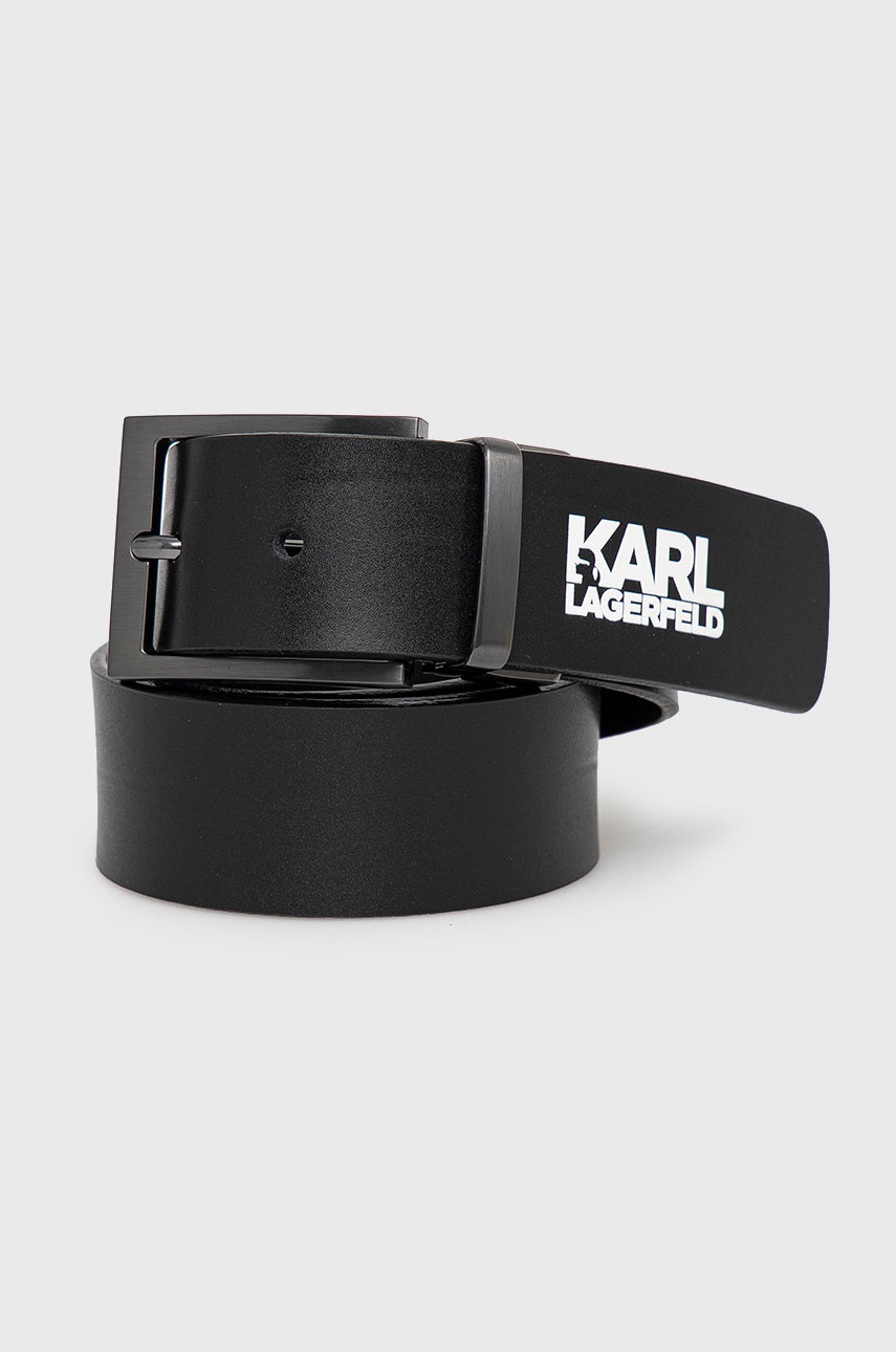 

Кожен колан с две лица Karl Lagerfeld мъжки в черно, Черен