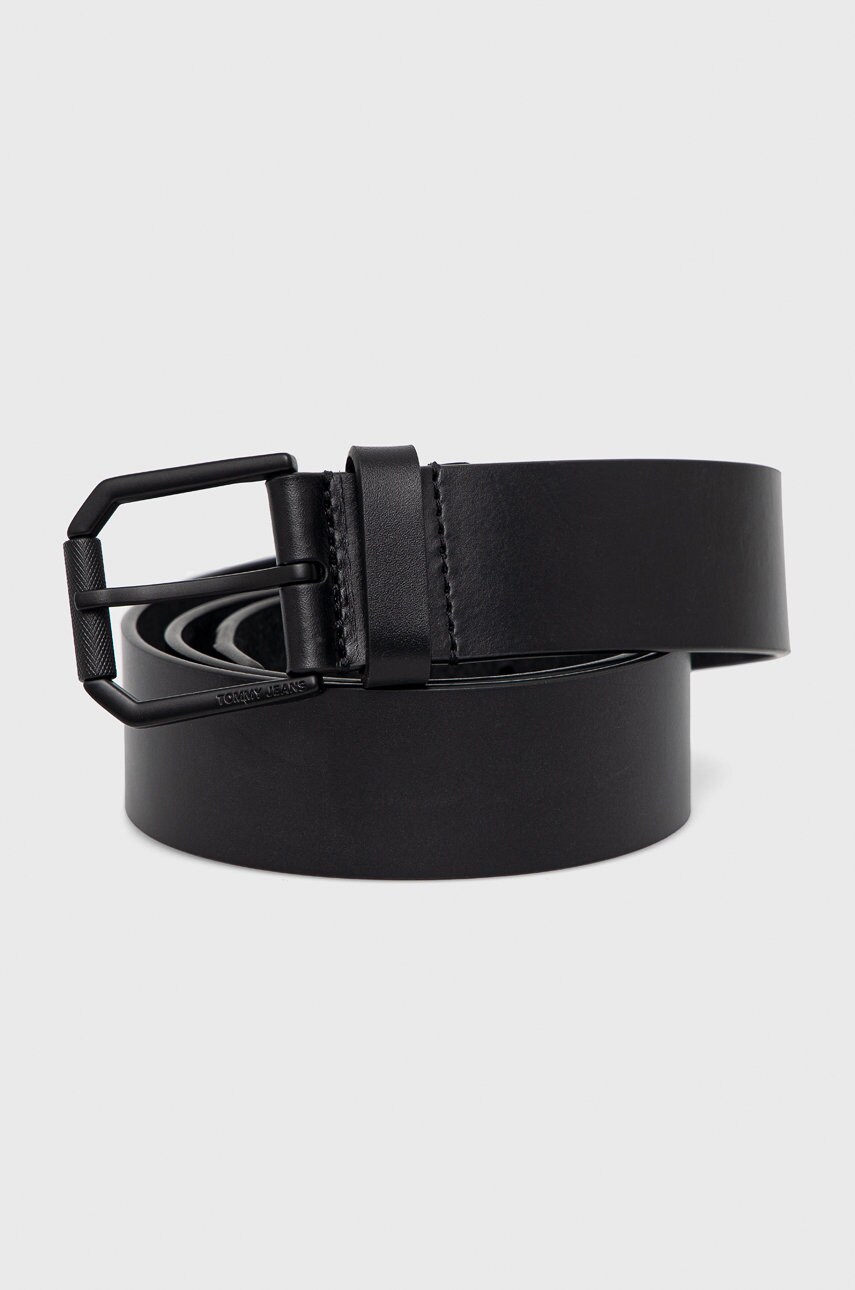 Tommy Jeans curea de piele barbati, culoarea negru answear.ro